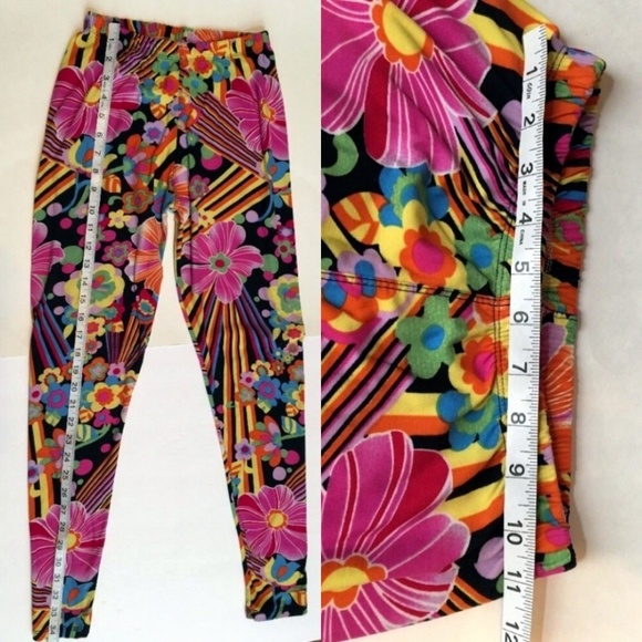 Silver Rainbow Floral Psychedelic Leggings OS - Picture 2 of 4